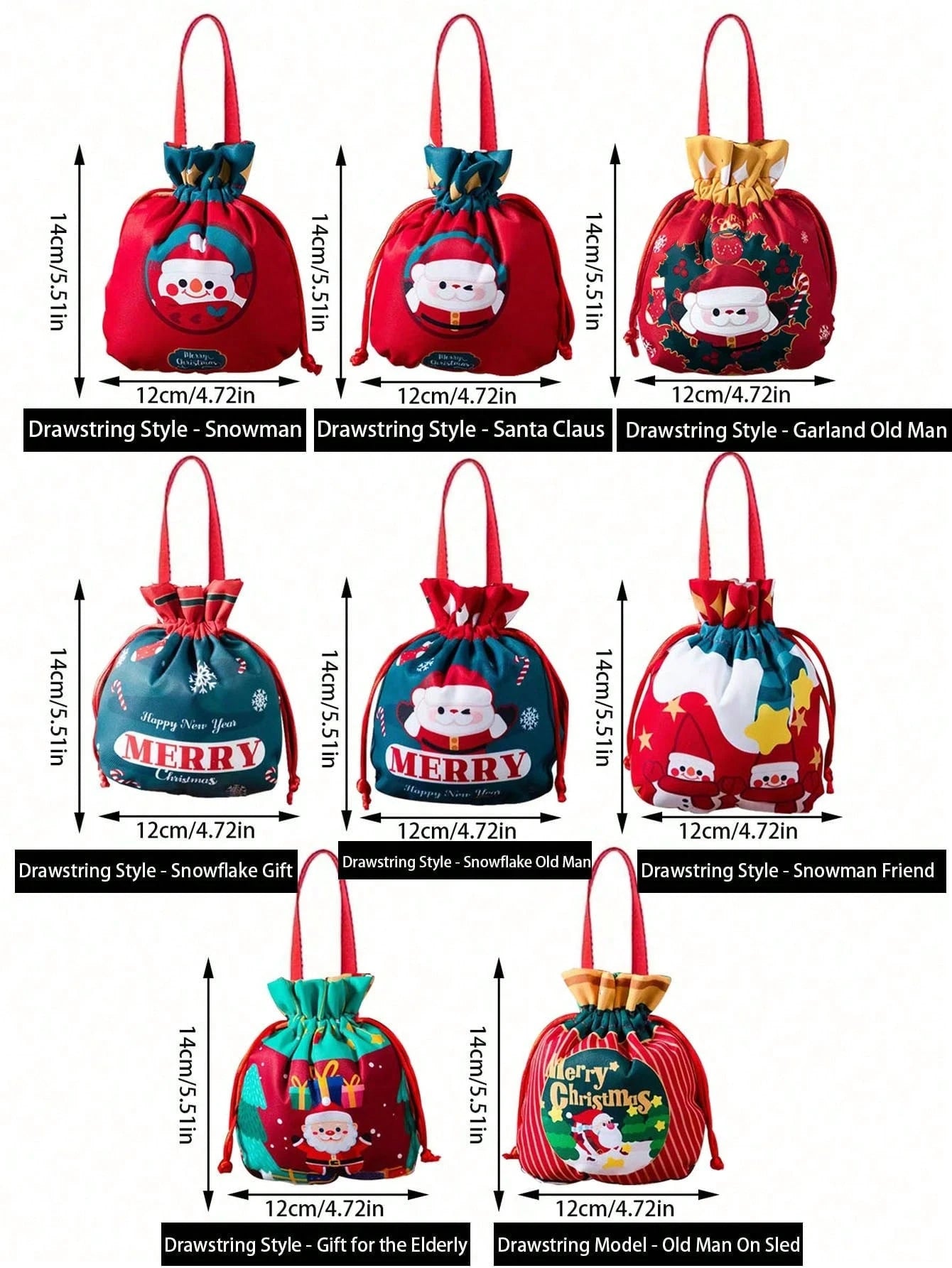 Christmas Santa Snowman Gift Bags
