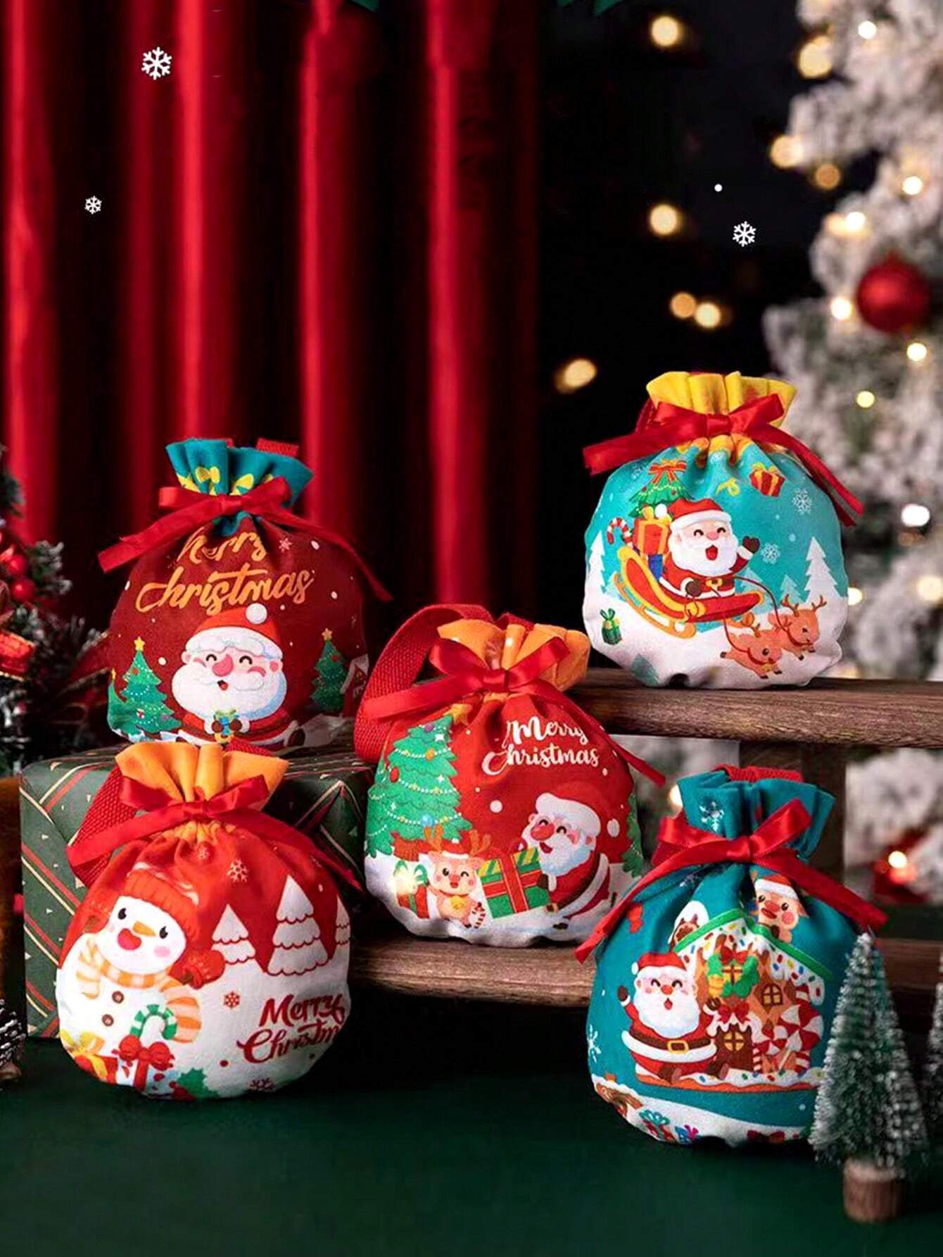 Christmas Santa Snowman Gift Bags