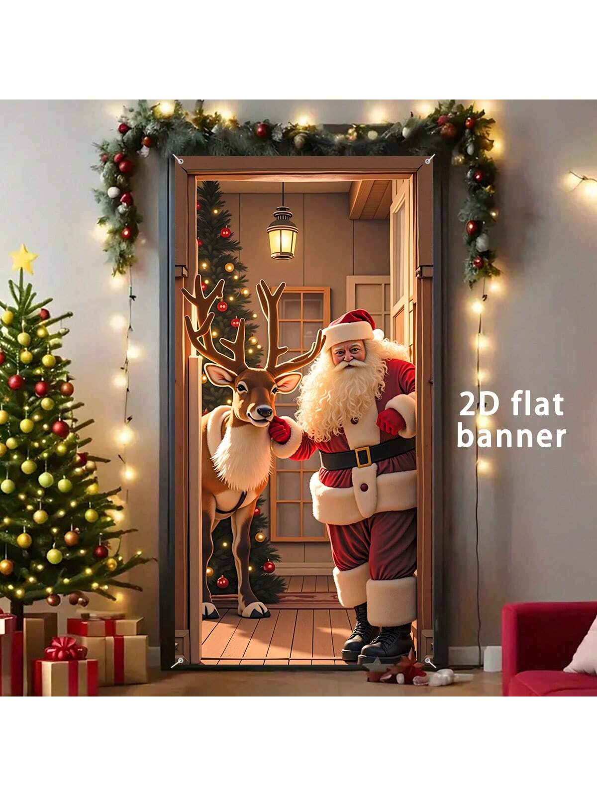 Santa Elf Christmas Door Banner
