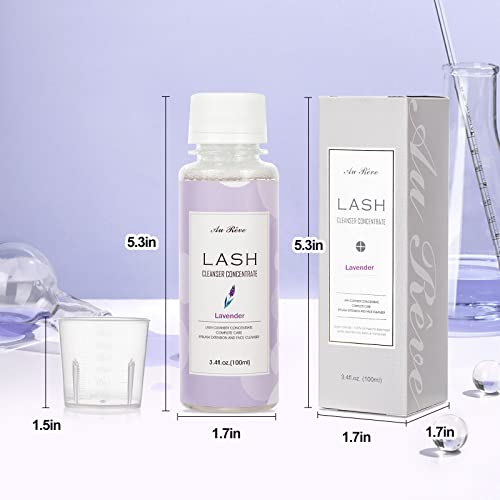 Eyelash Cleanser Concentrate 100ml Eyelash Extension Cleanser Inside the Eyelash Extension Kit Oil-Free Eyelash Extension Shampoo Perfect for Salon-Can Make Ten 60ml bottles of Lash Shampoo,Lavender