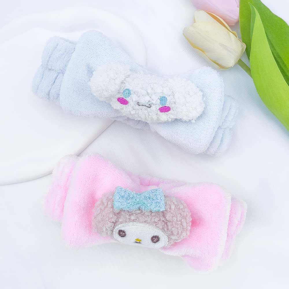 Bliqlriy Kawaii Spa Headband, Cute Headband for Women Facial Makeup, Washing, Party, Soft Microfiber Coral Skincare Shower Fluffy Towel Headbands Hair Band for Girls