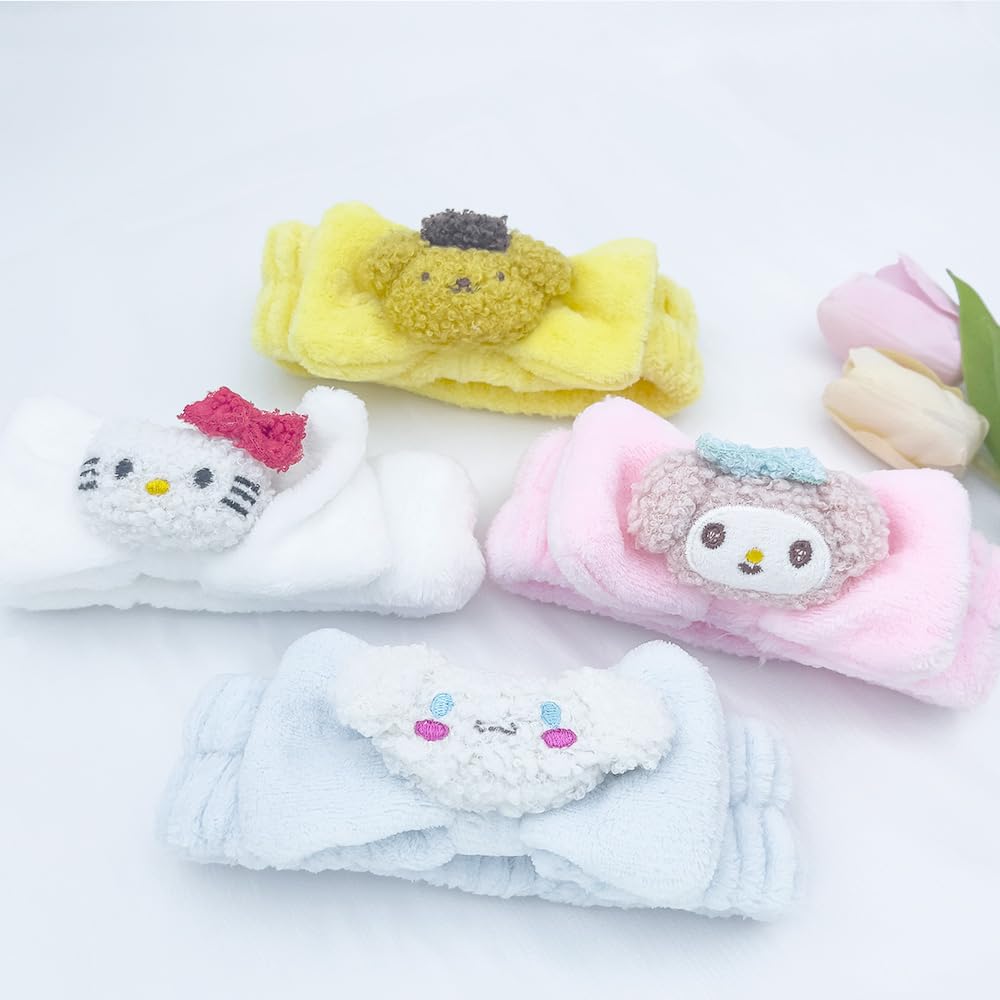 Bliqlriy Kawaii Spa Headband, Cute Headband for Women Facial Makeup, Washing, Party, Soft Microfiber Coral Skincare Shower Fluffy Towel Headbands Hair Band for Girls