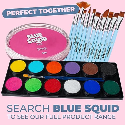 Blue Squid PRO Face Paint - Professional Water Based Single Cake Facepaint & Body Paints - SFX Makeup, Kids Adults Face Painting for Costume, Halloween, Cosplay - Classic Pink 30g / 1oz