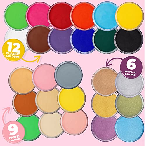 Blue Squid PRO Face Paint - Professional Water Based Single Cake Facepaint & Body Paints - SFX Makeup, Kids Adults Face Painting for Costume, Halloween, Cosplay - Classic Pink 30g / 1oz