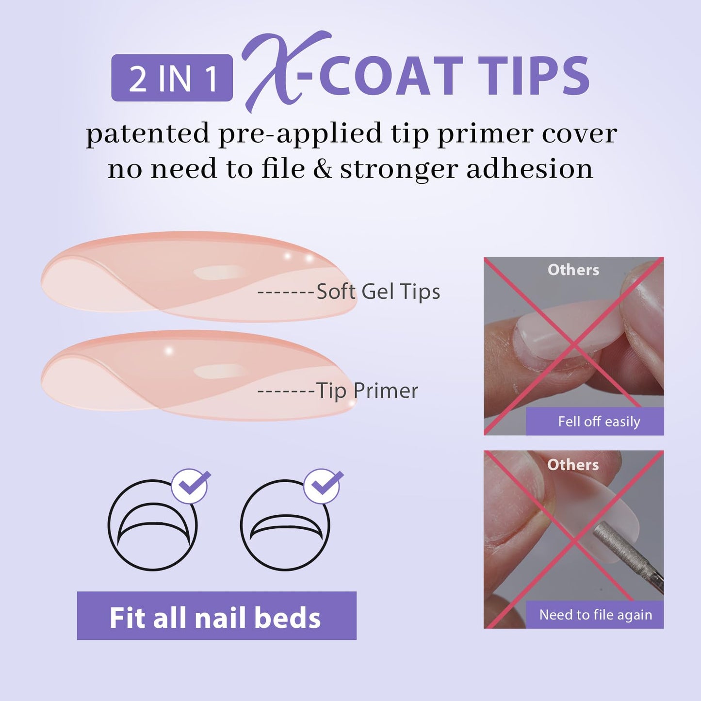 BTArtboxnails XS Short Almond Gel Nail Tips - Pre Colored Soft Gel Nail Tips, Skin Tones Press on Nails, Natural XCOATTIPS Pre Applied Tip Primer