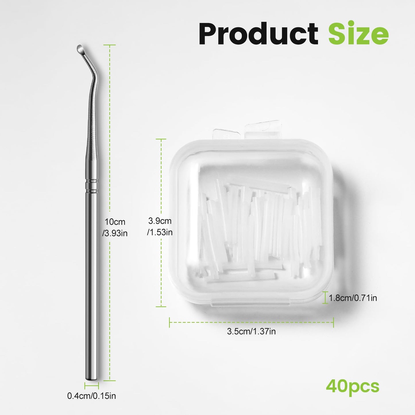 BEZOX Ingrown Toenail Corrector Set - 40 Pcs Pain-Free Toenail Straightener Strips with Toenail Lifter - Easy Use Ingrown Toenail Tools Kit