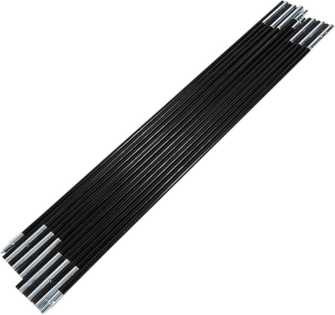 Cocoarm Replacement Tent Poles, Black Preassembled Tent Pole Outdoor Camping Fiber Glass Rod Double Tent Pole Support Frames Kit