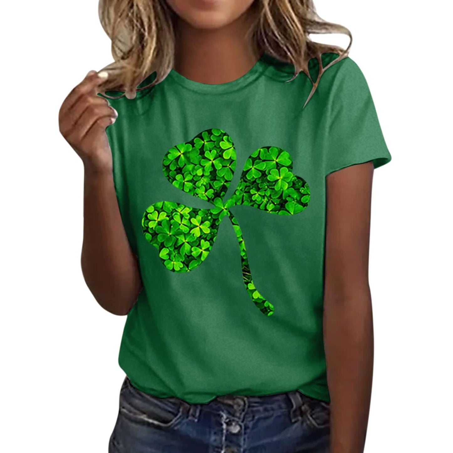 Aniywn Women's St Patricks Day Casual Short Sleeve T-Shirt Round Neck Graphic Print Tee Top Blouse