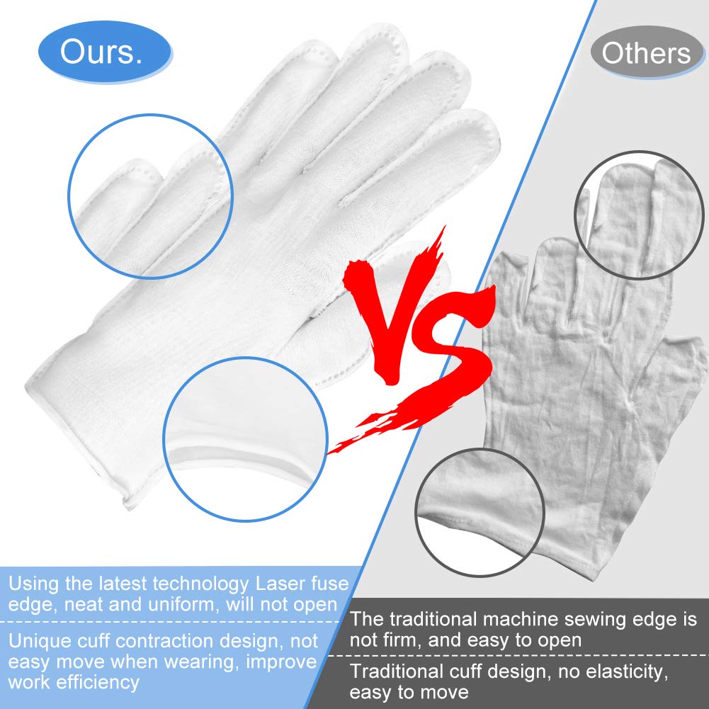 8Pairs White Cotton Gloves for Eczema, White Cotton Eczema Gloves for Dry Hands Sleeping, Breathable Machine Washable Cloth for Men and Women 1