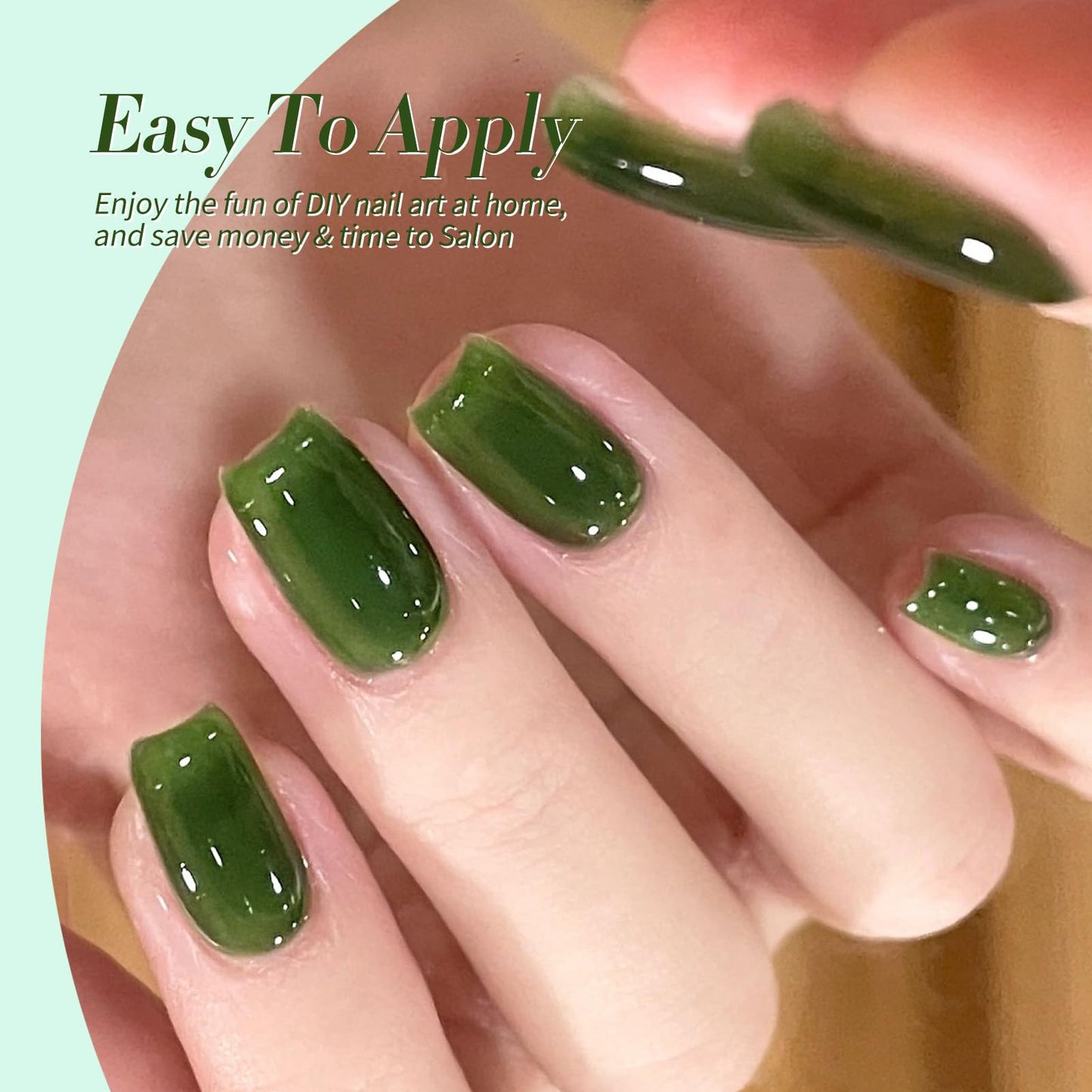 BORN PRETTY Jelly Green Milky White Gel Nail Polish Set Spring Summer Transparent Sheer Colors Gel Nail Kit for Salon Gel Manicure and Nail Art DIY at Home 6 Colors