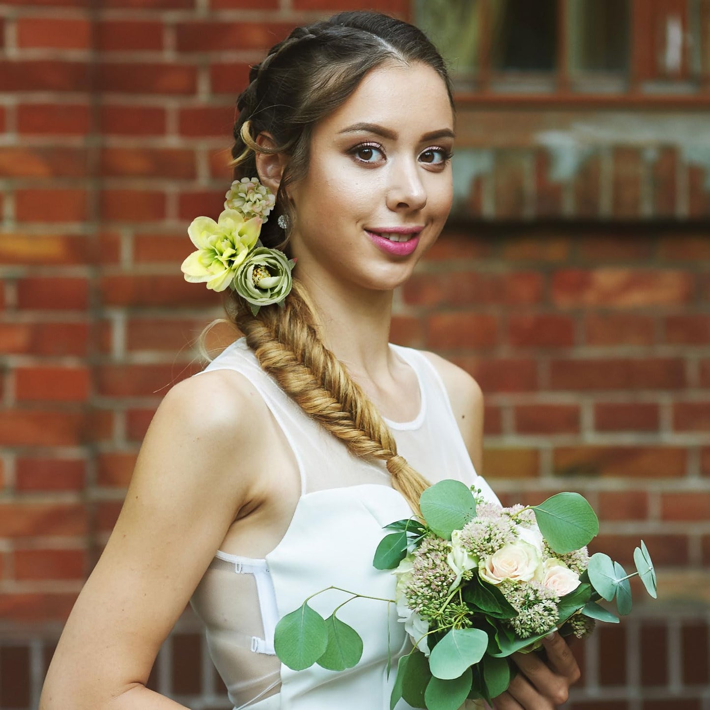 BBTO 21 Pcs Flower Hair Clip Rose Hair Clips Barrettes for Women Flower Accessories Boho Bride Claw Clip Hairpin Brooch Pin Headpiece for Wedding(Cyan Series)