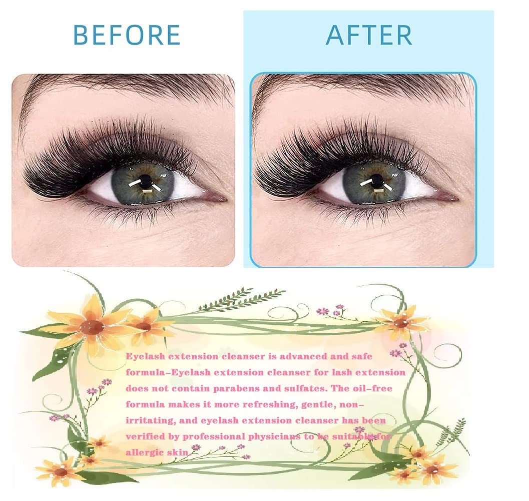 Eyelash Cleanser Concentrate 100ml Professional Lash Extensions Shampoo Natural Foaming Cleanser for Extensions Lashes with Salon Home Care-Makes 20 Bottles 60ml Eyelash Shampoo(pomelo)