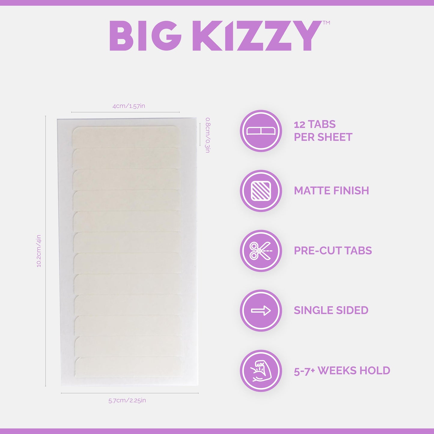 Big Kizzy Single Sided Pro Hold Replacement Tape for Hair Extensions - 5-7+ Weeks of wear - Strong Hold and Residue Free One Sided Tape for Extensions - 144 tabs - Made in USA