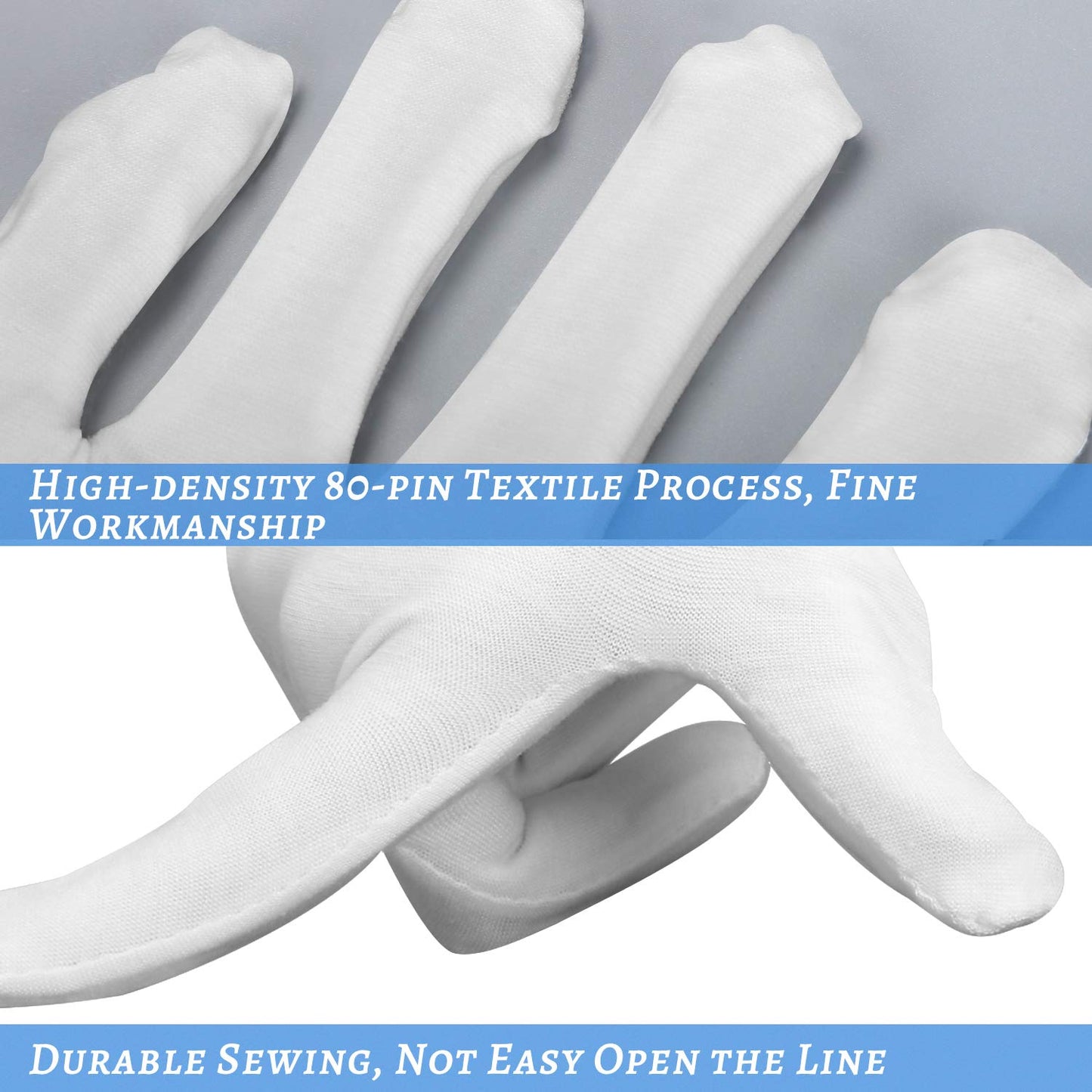 8Pairs White Cotton Gloves for Eczema, White Cotton Eczema Gloves for Dry Hands Sleeping, Breathable Machine Washable Cloth for Men and Women 1
