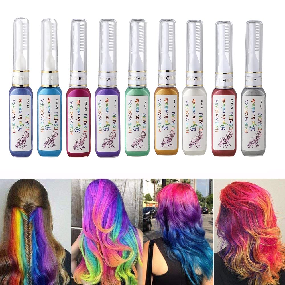 DSADKI Temporary Hair Color Mascara Washable Hair Dye Stick Non-toxic Instant Hair Chalk Dye for Girls Women (Purple)