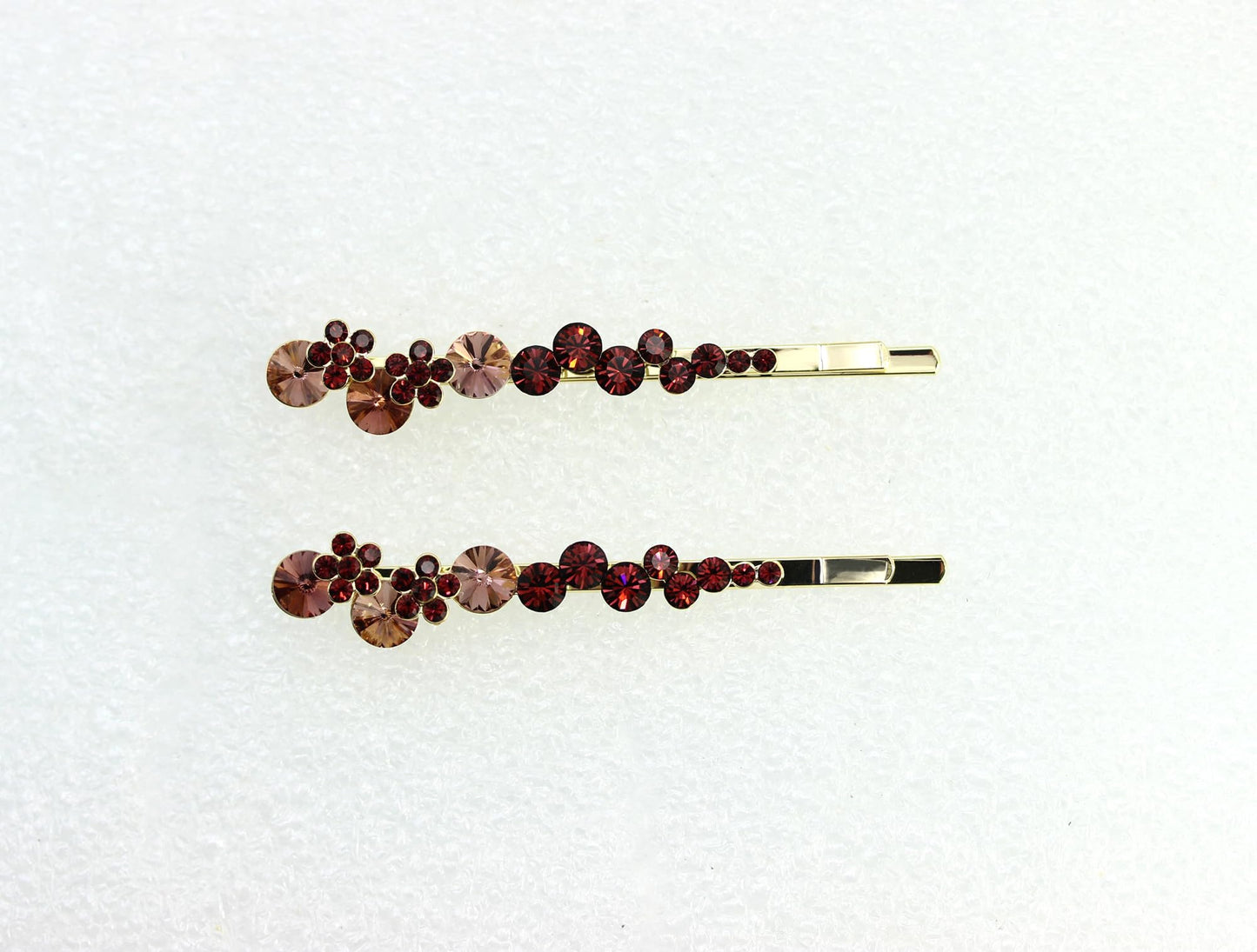 Faship A Pair Of Burgundy Premium Rhinestone Crystal Floral Hair Clips Pins 2 Pcs