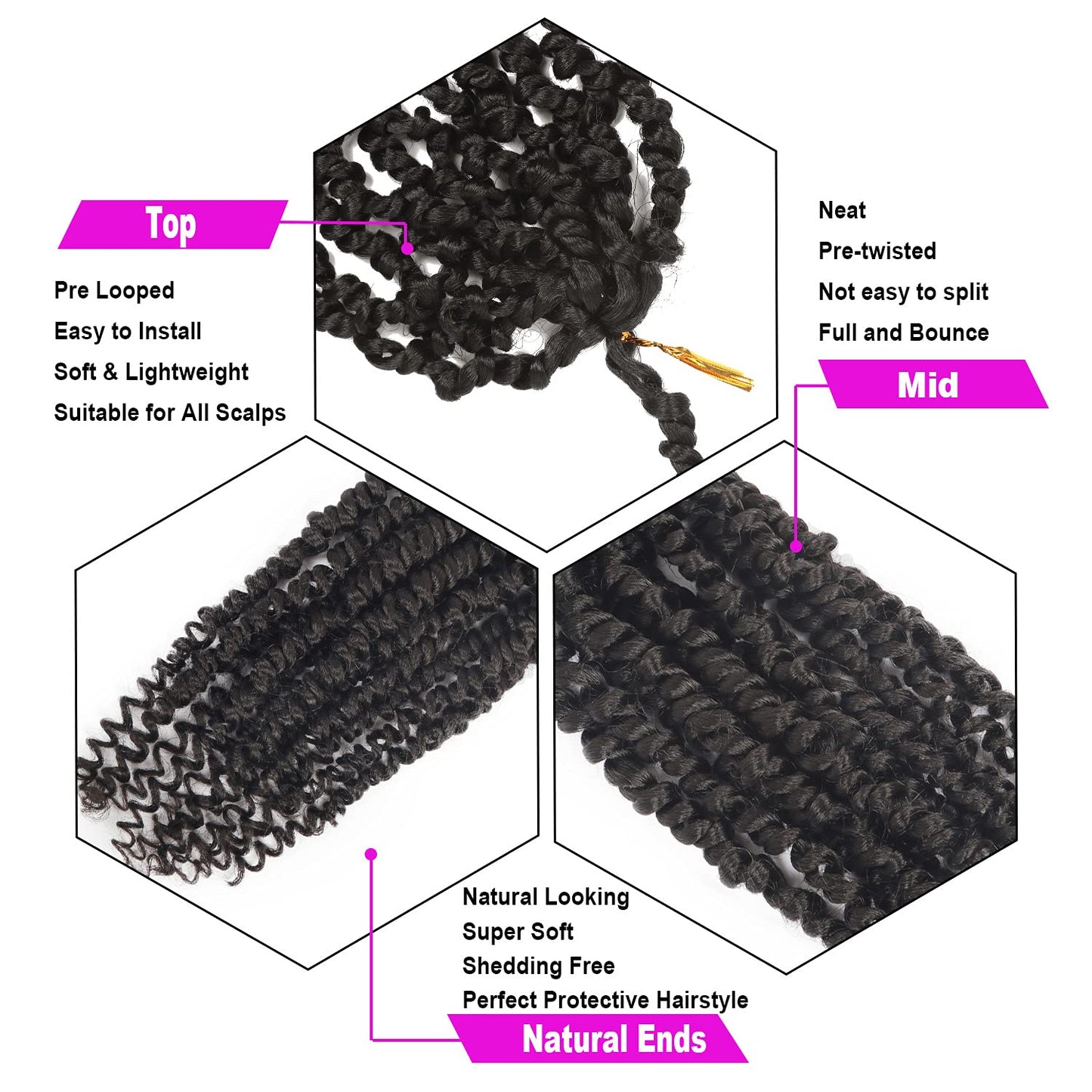 Bileaf Pretwisted Passion Twist Crochet Hair 16 Inch Passion Twist Hair Pre-Twisted, Pre Looped Ombre Passion Twist Crochet Braids Bohemian Crochet Twist Hair 8 Packs #2