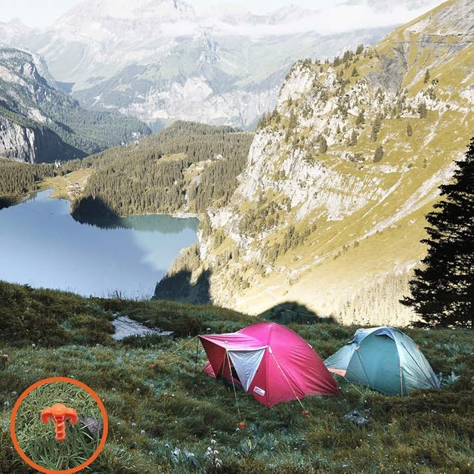 Canopy Stakes Canopy Anchor Beach Tent Stakes Heavy Duty Screw Shape 25 cm 10 inch - 4 Pack Orange …