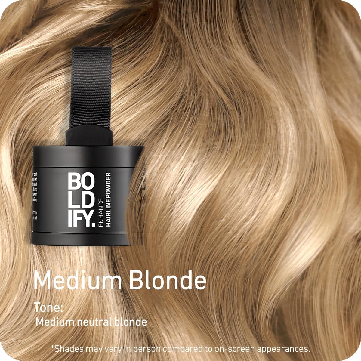 BOLDIFY Hairline Powder - Root Touch Up Hair Color for Gray Coverage - Bald Spot Concealing Hair Powder for Women & Men - 48-Hour Stain-Proof - Medium Blonde