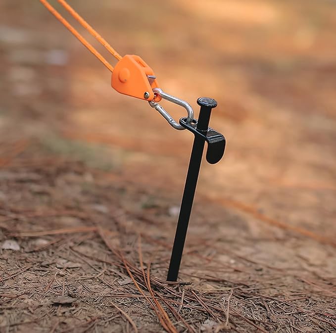 Cheardia 20 Pack Tent Stakes Heavy Duty, 10 Inch Outdoor Camping Pegs Stakes Black Metal Ground Stakes Spikes for Tent Tarp Canopy Unbreakable and Inflexible