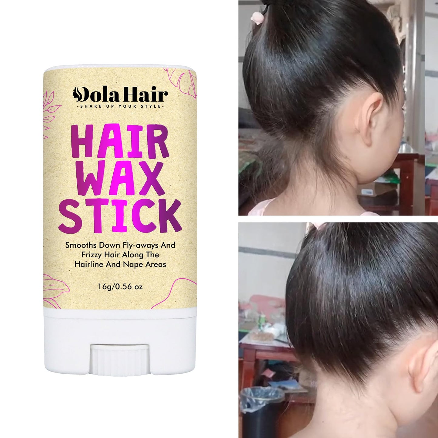 Dolahair Hair Wax Stick - Flyaway Control and Styling Pomade for Kids, Women, and Men - Hair Bun Maker and Accessorie (0.6 Oz Pack of 1)