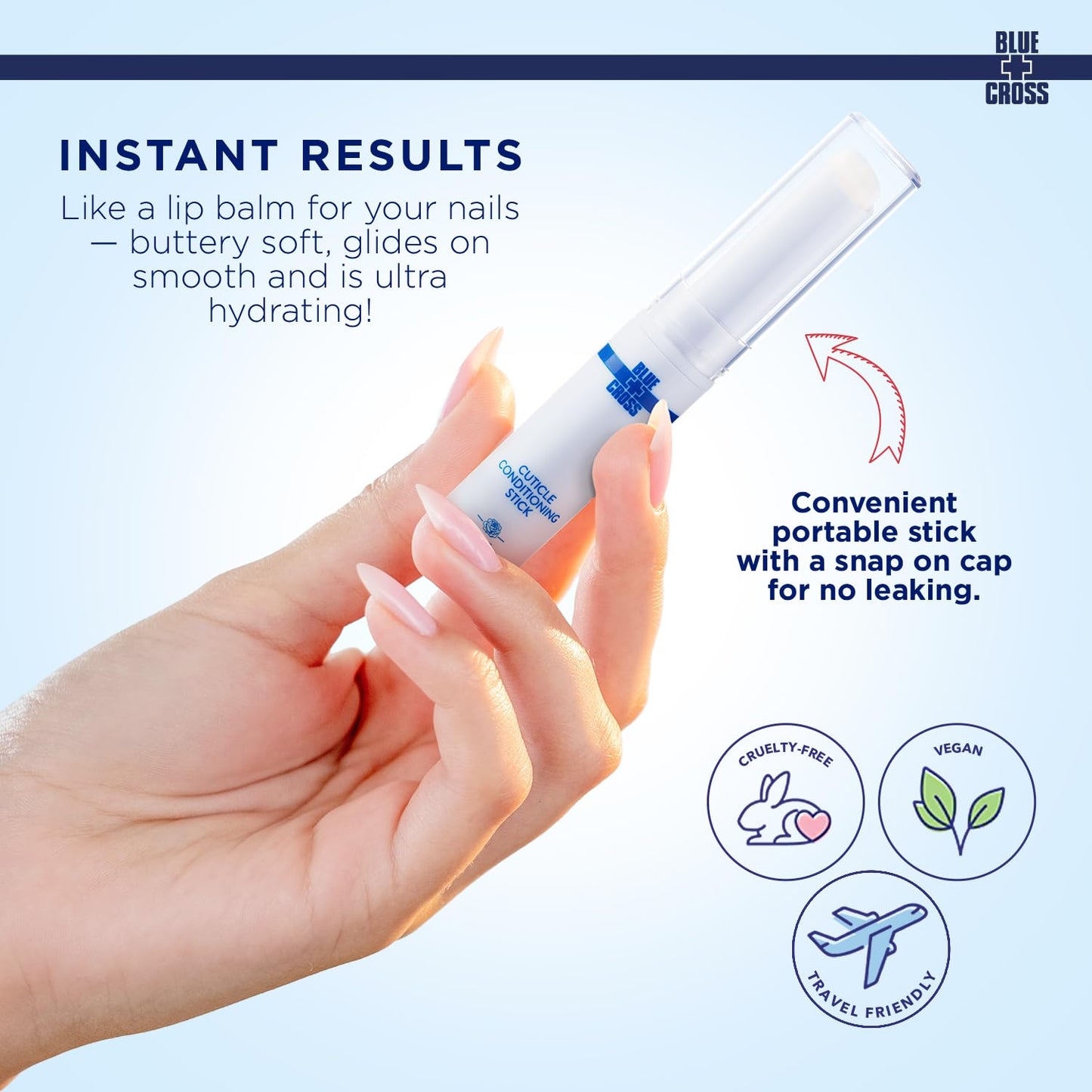 Blue Cross Cuticle Balm Conditioning Stick, Scented Cuticle Softener Oil Balm with Nourishing Sunflower & Grape Seed Oil, Professional Nail Care Supports Dry + Damaged Cuticles, 0.05oz, Rose