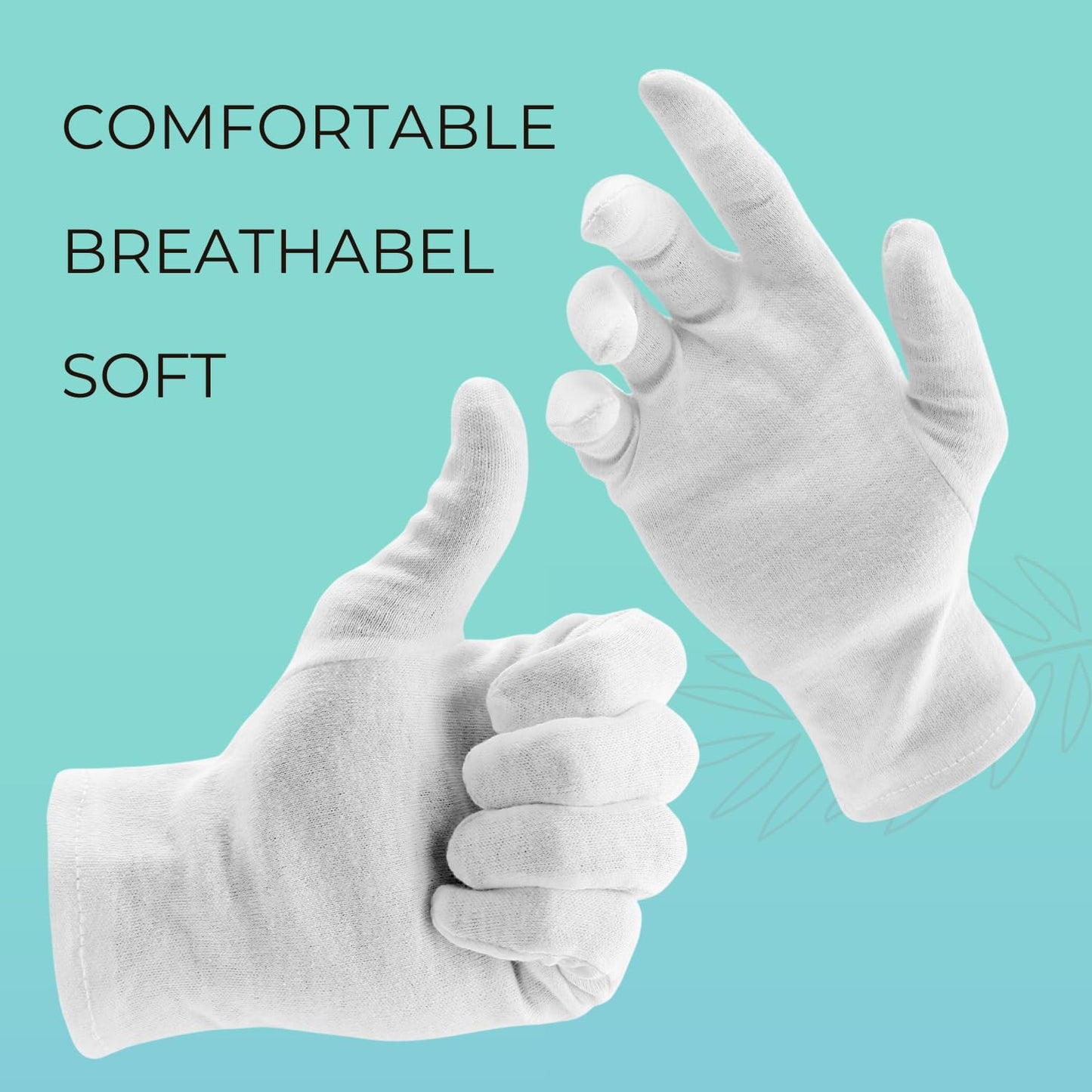 ANSMIO Cotton Gloves - 3 Pairs White Moisturizing Night Gloves, 100% Cotton, Size S