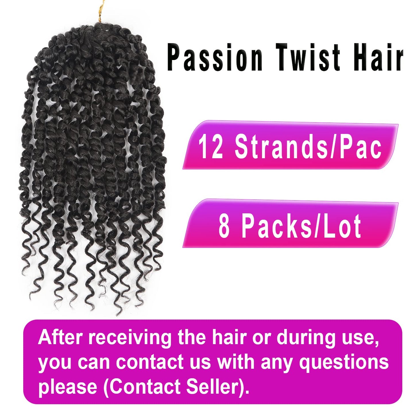 Bileaf Pretwisted Passion Twist Crochet Hair 16 Inch Passion Twist Hair Pre-Twisted, Pre Looped Ombre Passion Twist Crochet Braids Bohemian Crochet Twist Hair 8 Packs #2