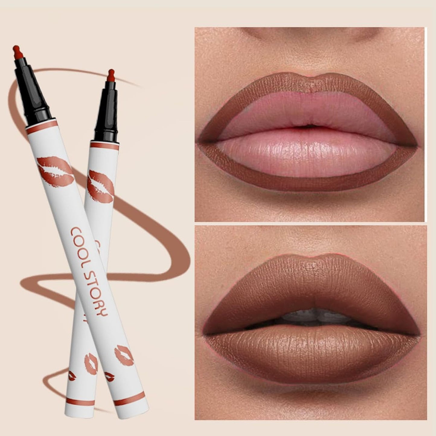 COOL STORY Matte Lip Liner Pencil - Waterproof, Non-Fading, Long-Lasting Plump Effect for Fuller Lips Makeup, Soft & Smooth Texture Easy Glide Lipstick (12#, Pack of 1)