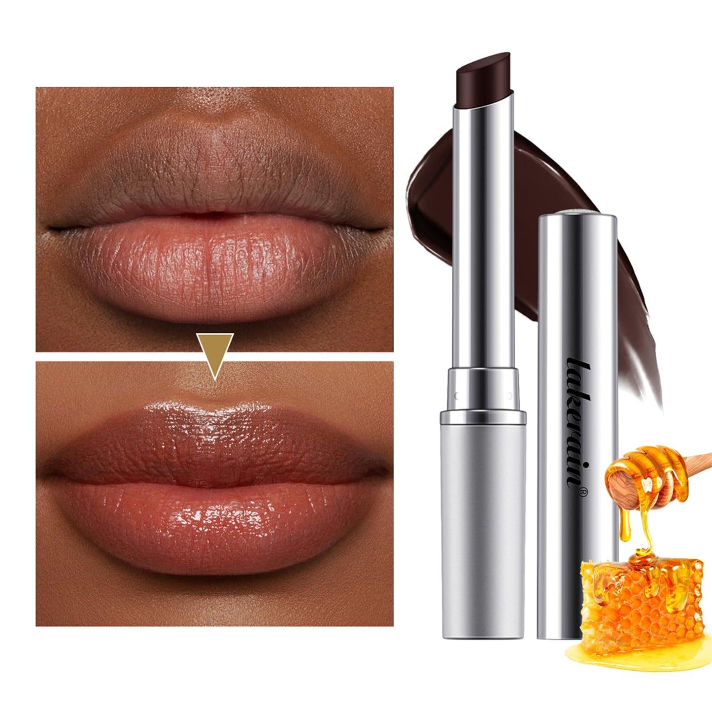 BAISEN DIARY 2PCS Honey Lipstick Tinted Lip Balm - Sheer Hydrating Lipstick for All Skin Tones - Moisturizing Lip Color, Nourishing Lip Balm with a Hint of Natural Black Cherry Tint