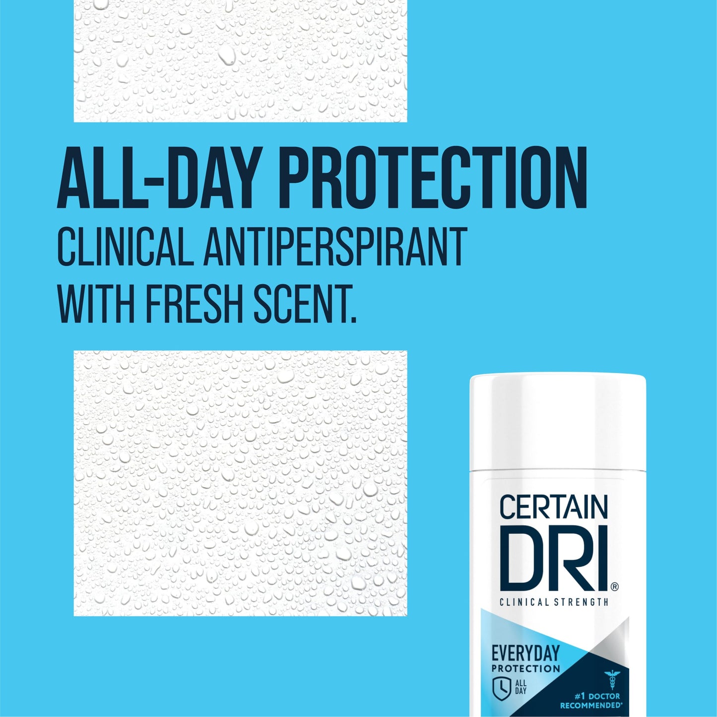 Certain Dri Everyday Strength Clinical Solid Antiperspirant, Hyperhidrosis Treatment for Men & Women, Long-Lasting 72hr Protection, Effective Sweat Control, Travel Friendly, Fresh Scent, 2.6oz, 3 Pack