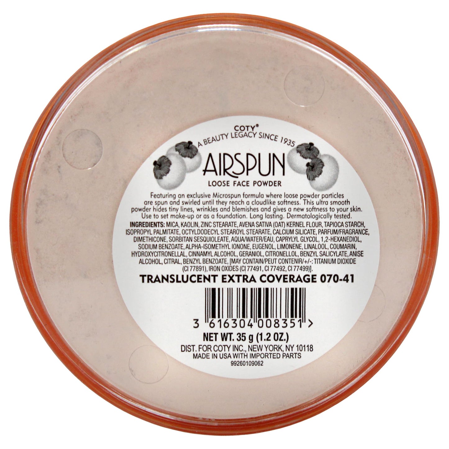 Coty Airspun Face Powder, Translucent Extra Coverage, 2.3 Ounce, Pack of 1