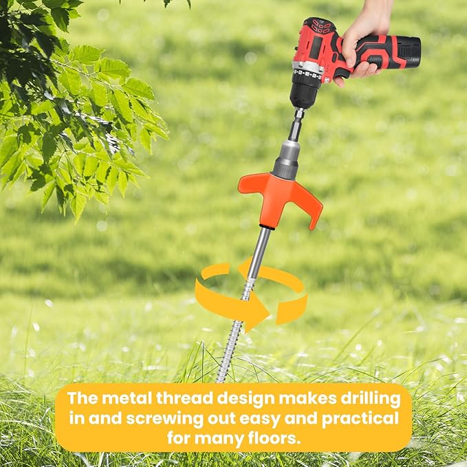 8" Screw in Tent Stakes 12PCS - Ground Anchors Screw - Screw in Tent Stakes Heavy Duty- Tent Pegs Camping Stakes- Hex Pegs Drillable Tent Stakes and Hexagon Head Drive and Storage Box (Orange)