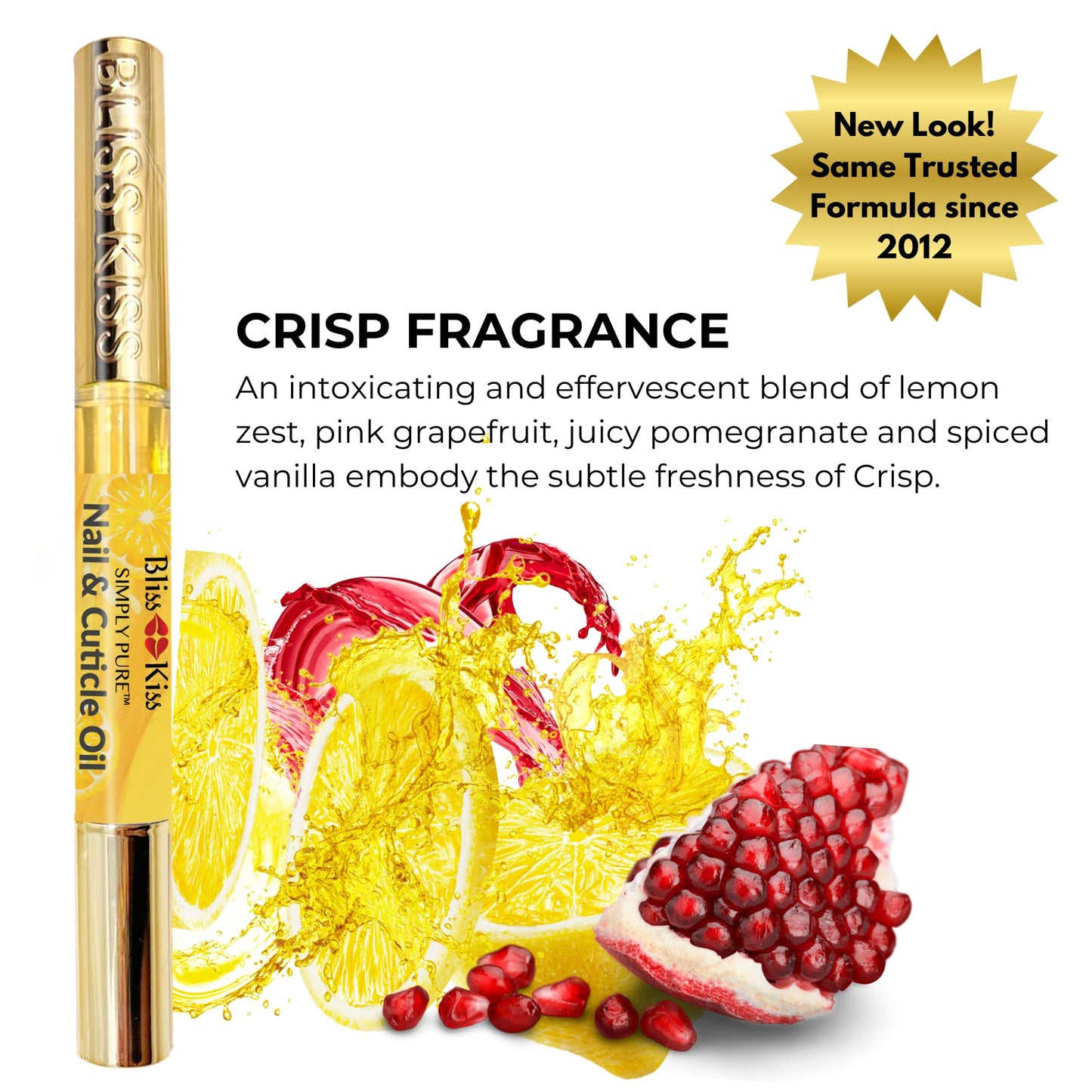 Bliss Kiss | 1 Crisp Fragrance | Nail Oil Cuticle Pen w/Vitamin E & Jojoba⏤Nail Strengthener Nail Growth Serum for Brittle Peeling Breaking Thin Nails