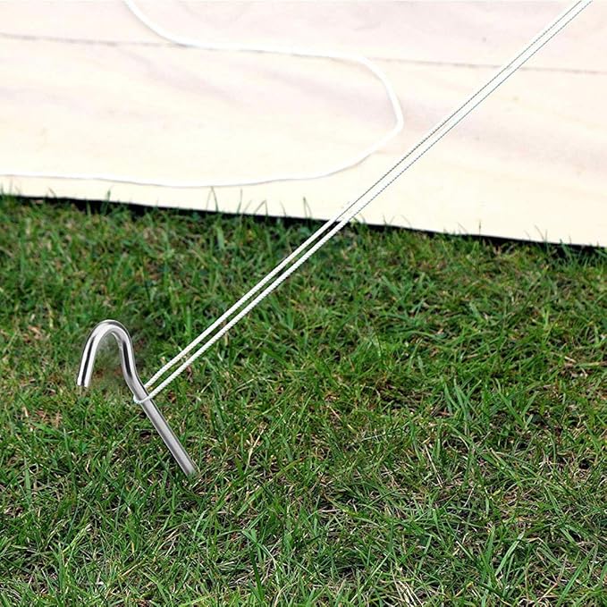 9 Inch Galvanized Tent Stakes Metal Tent Pegs Heavy Duty Steel Yard Camping Stakes Tarp Hooks Inflatables Outdoor Decorations, 8 Pack