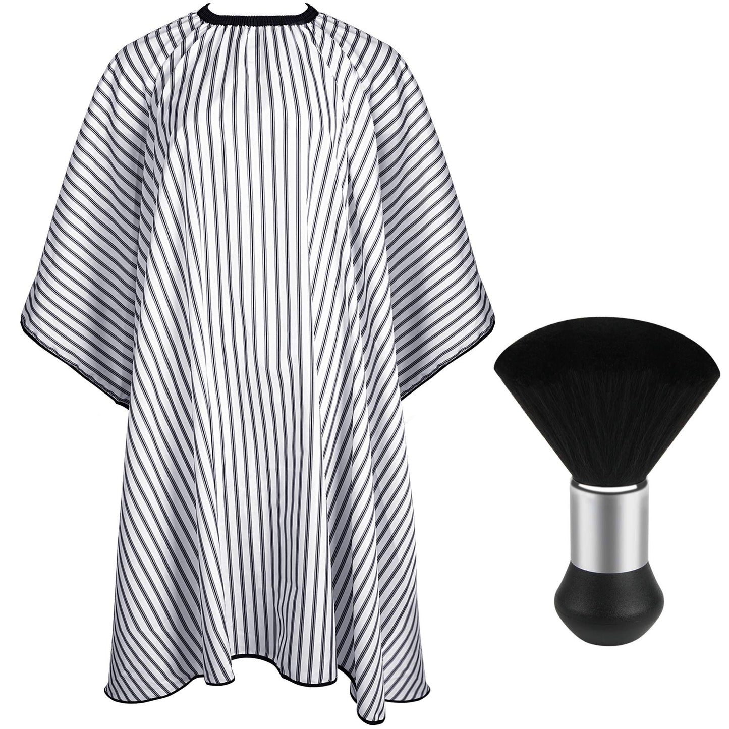 FEBSNOW Professional Hair Cutting Cape with Neck Duster Brush, Salon Barber Cape, Hair Cutting Accessories (Stripe)…