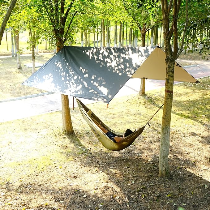 Clostnature Waterproof Camping Tarp for Tent - Ultralight Hammock Rain Fly for Backpacking, Heavy Duty Camping Hiking Awning Lightweight Rain Tarp Tent Shelter Camping Gear Must Haves
