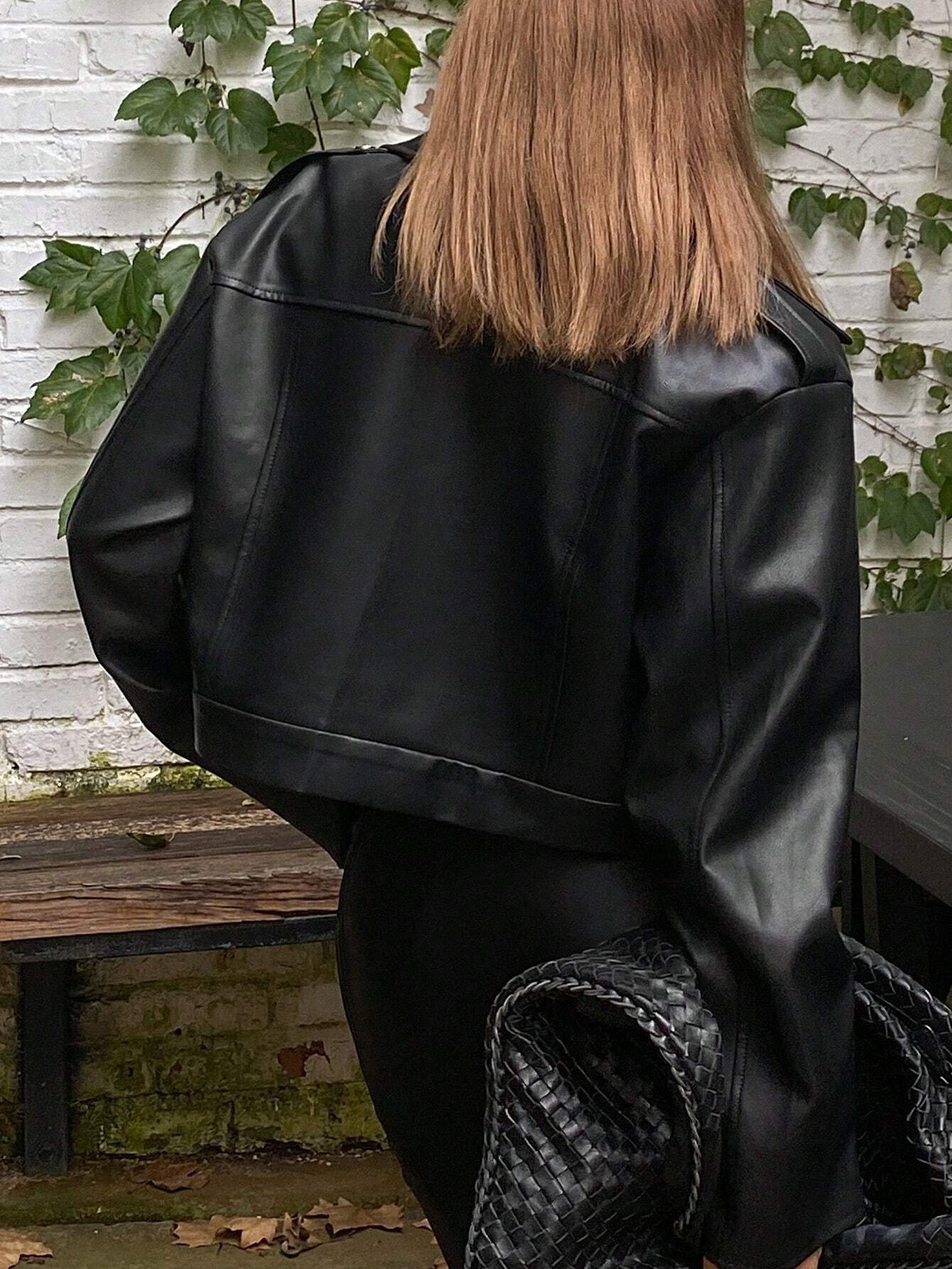 DAZY Women's Loose PU Leather Jacket