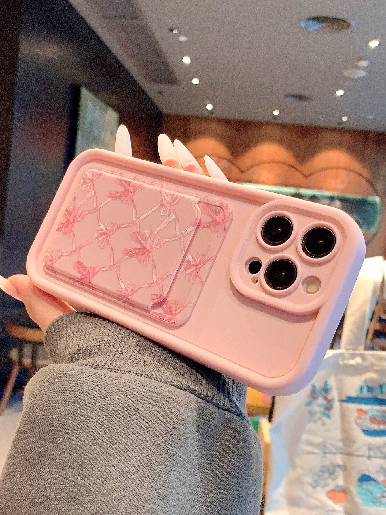 Pink Heart Card Slot iPhone Case