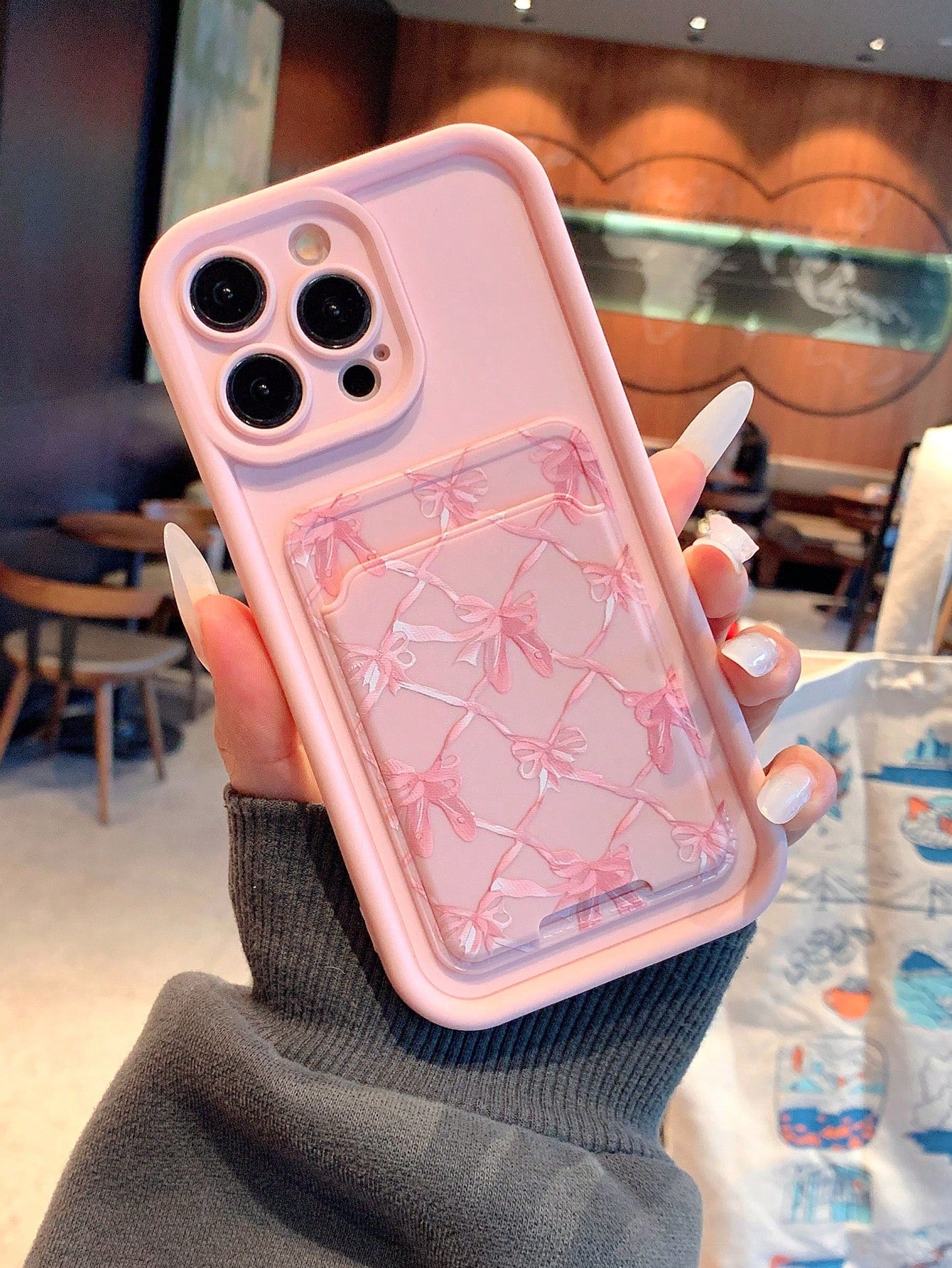 Pink Heart Card Slot iPhone Case