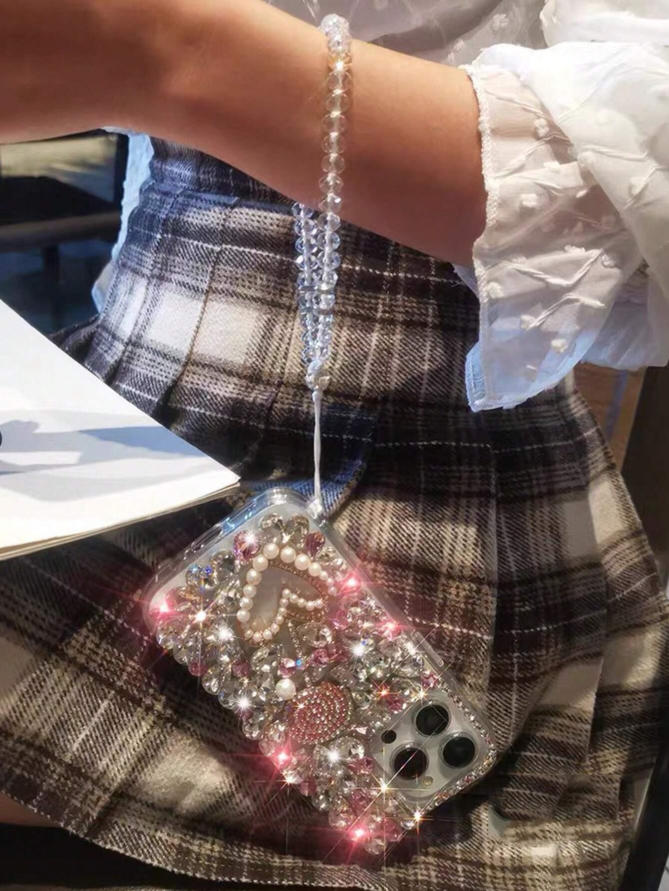 Luxury Pink Rhinestone Heart Case
