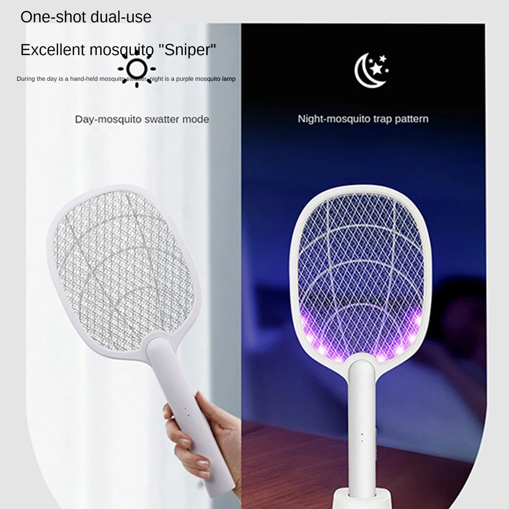 2 IN 1 Electric Mosquito Swatter Mosquito Killer 2500V USB Rechargeable Angle Not Adjustable Electric Bug Zapper Fly Bat Swatter