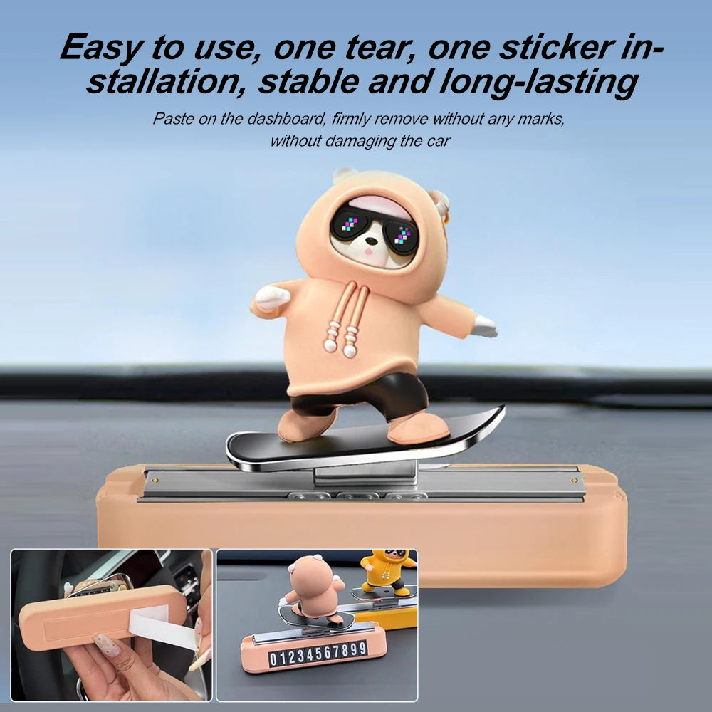 Skateboard Bear Car Dashboard Decoration