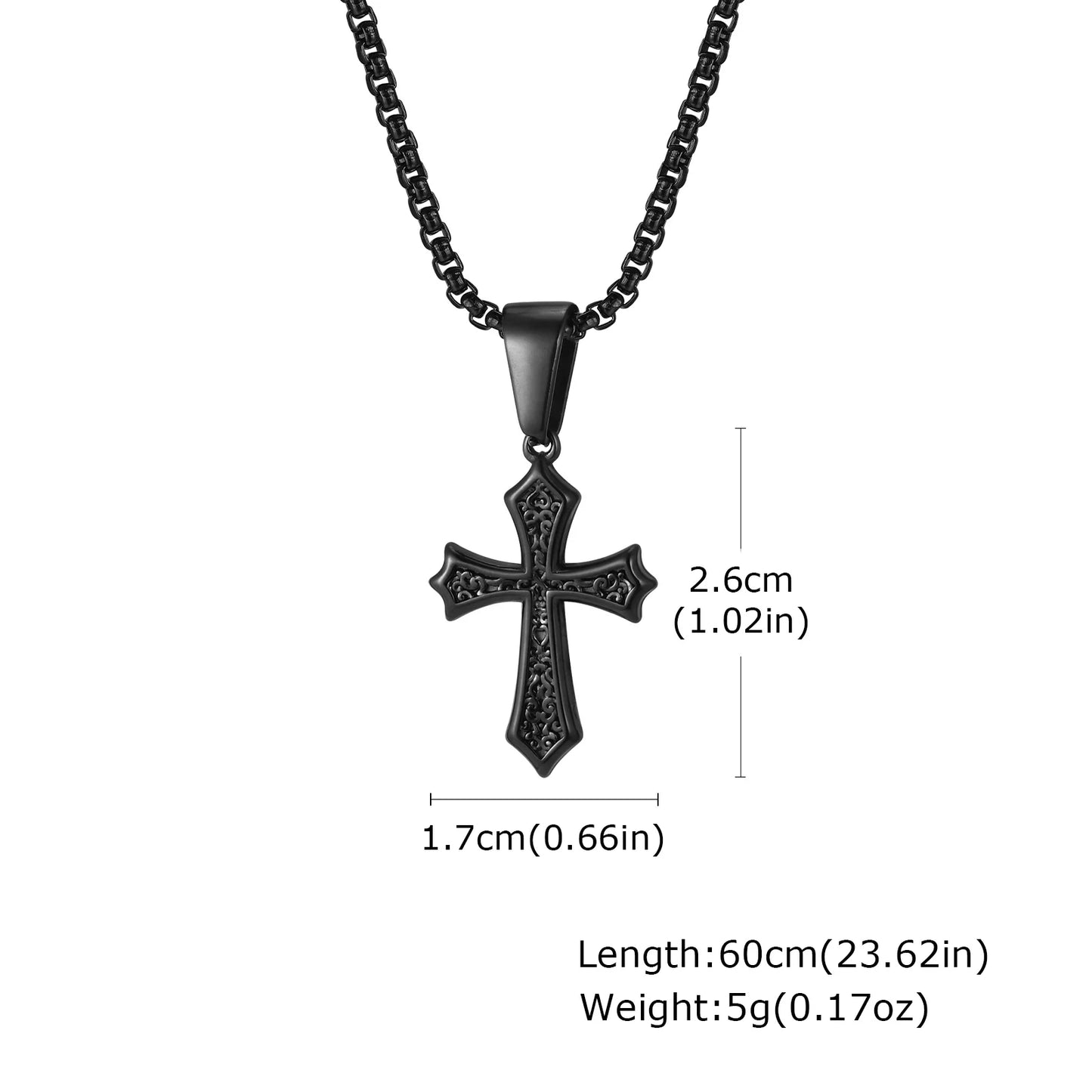 Hip Hop Cross Necklace for Men Women,50/55/60cm Stainless Steel Chic Cross Pendant,Christian Classic Jewelry Gifts