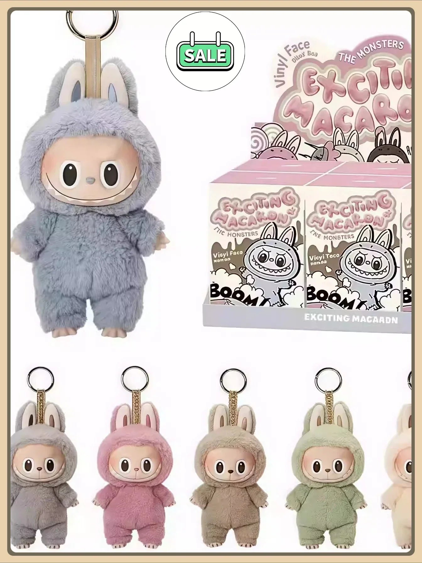 Popmart Labubu Heartbeat Macaron Big Energy V1-V3 Keychain