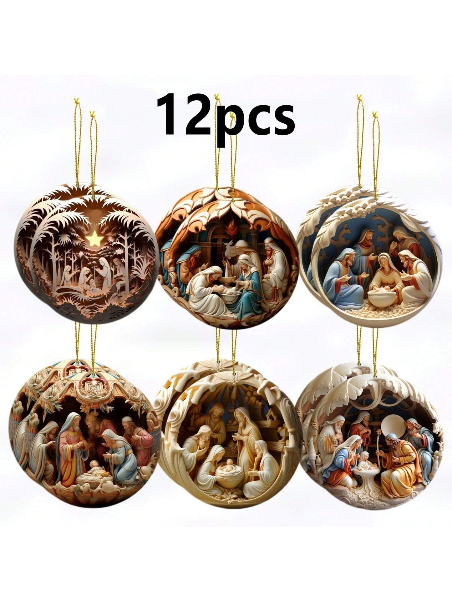 12-Piece Wooden Nativity Scene