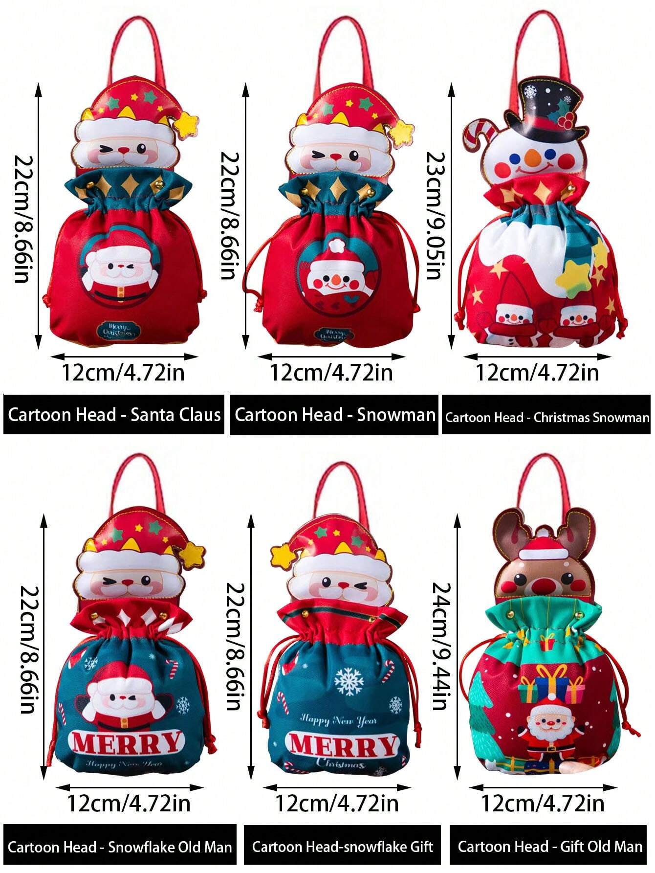 Christmas Santa Snowman Gift Bags