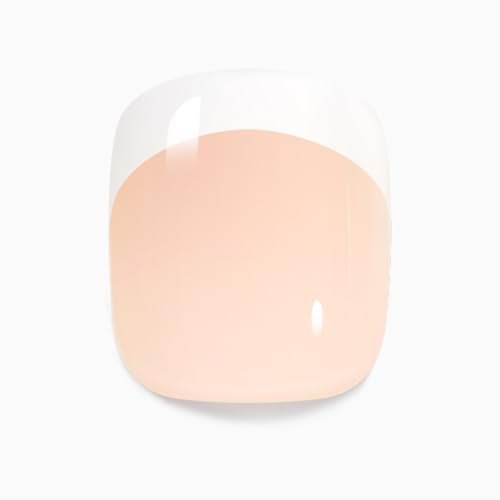 Beetles French Press on Toe Nails-Short Square French Tip Toe Nail Press Ons 252 Pcs 18 Sizes Nude Toe Press on Nails, 4 in 1 Pre-Designed Toe Nails Fake Nails for Women