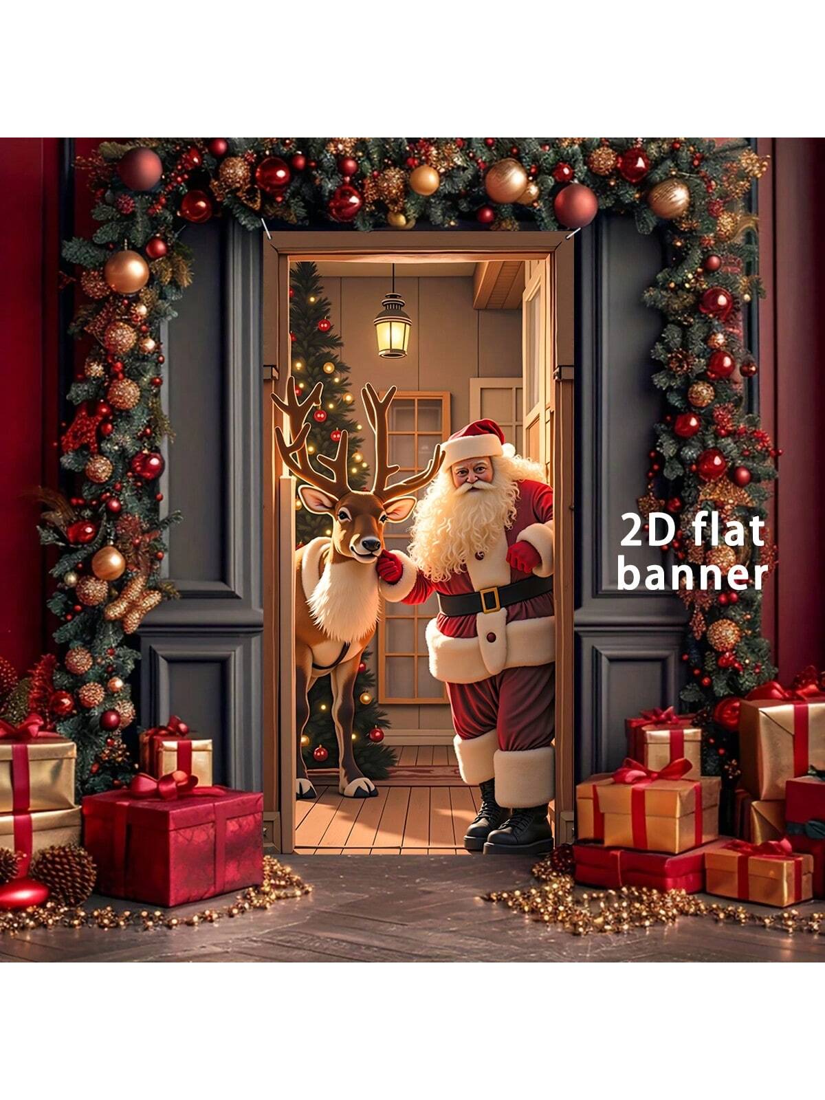 Santa Elf Christmas Door Banner