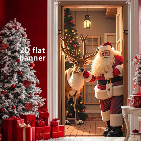 Santa Elf Christmas Door Banner